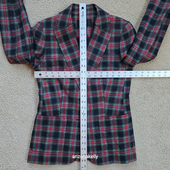 NWOT J. Crew Shrunken Blazer in Black Stewart Tartan Plaid Wool Blend 0 - Picture 6 of 16